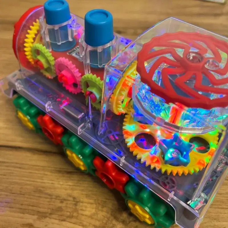 Детский интерактивный прозрачный поезд со светом, музыкой и поворотом на 360°