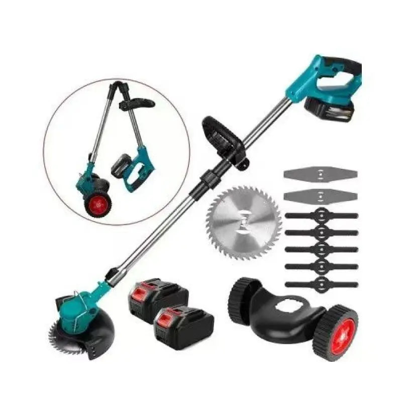 Аккумуляторная газонокосилка-триммер + колеса 48 В, 2 батареи, 2000 мАч