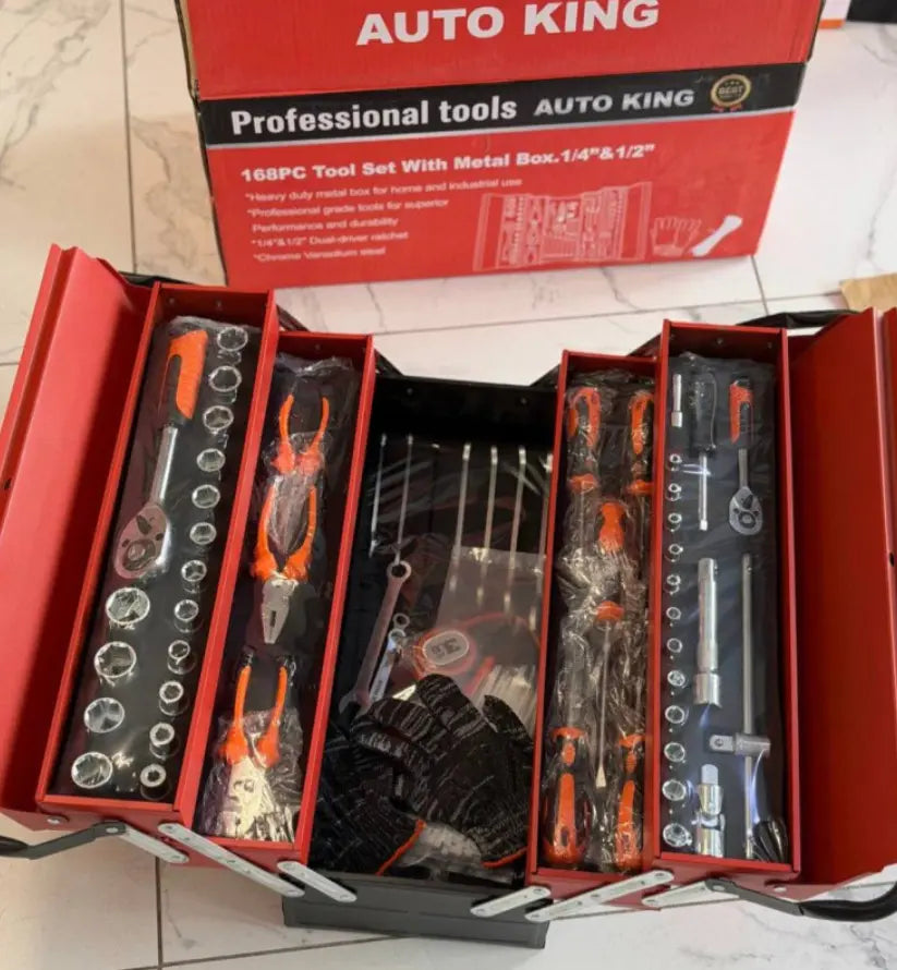 Набор инструментов/Ящик трехсекционный с инструментом, 168 предметов