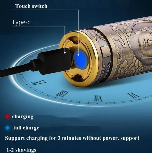 Аккумуляторная мини бритва металлическая дорожная USB электробритва роторная беспроводная Mini Shaver Alstow NS-701