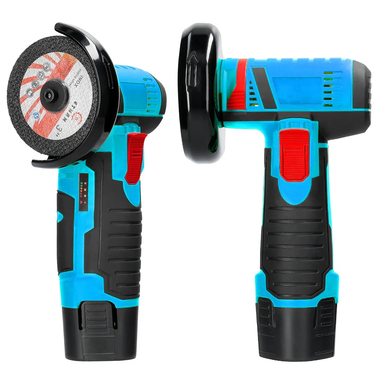 Профессиональная аккумуляторная болгарка Meterk 500W 12V, Угловая шлифовальная машина 76 мм на аккумуляторе, шлифмашина 19500 об/мин в кейсе Синяя