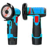 Профессиональная аккумуляторная болгарка Meterk 500W 12V, Угловая шлифовальная машина 76 мм на аккумуляторе, шлифмашина 19500 об/мин в кейсе Синяя