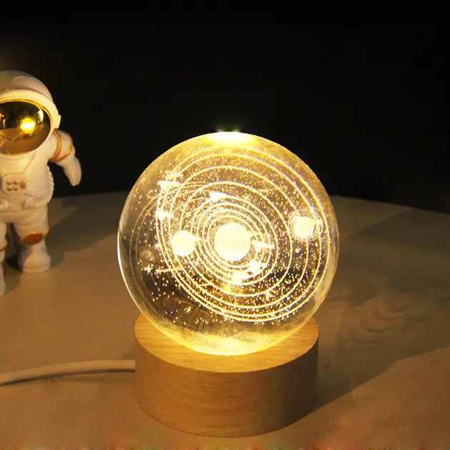 Светодиодный хрустальный шар, декоративный универсальный 3D ночник, хрустальный шар "Спутник"