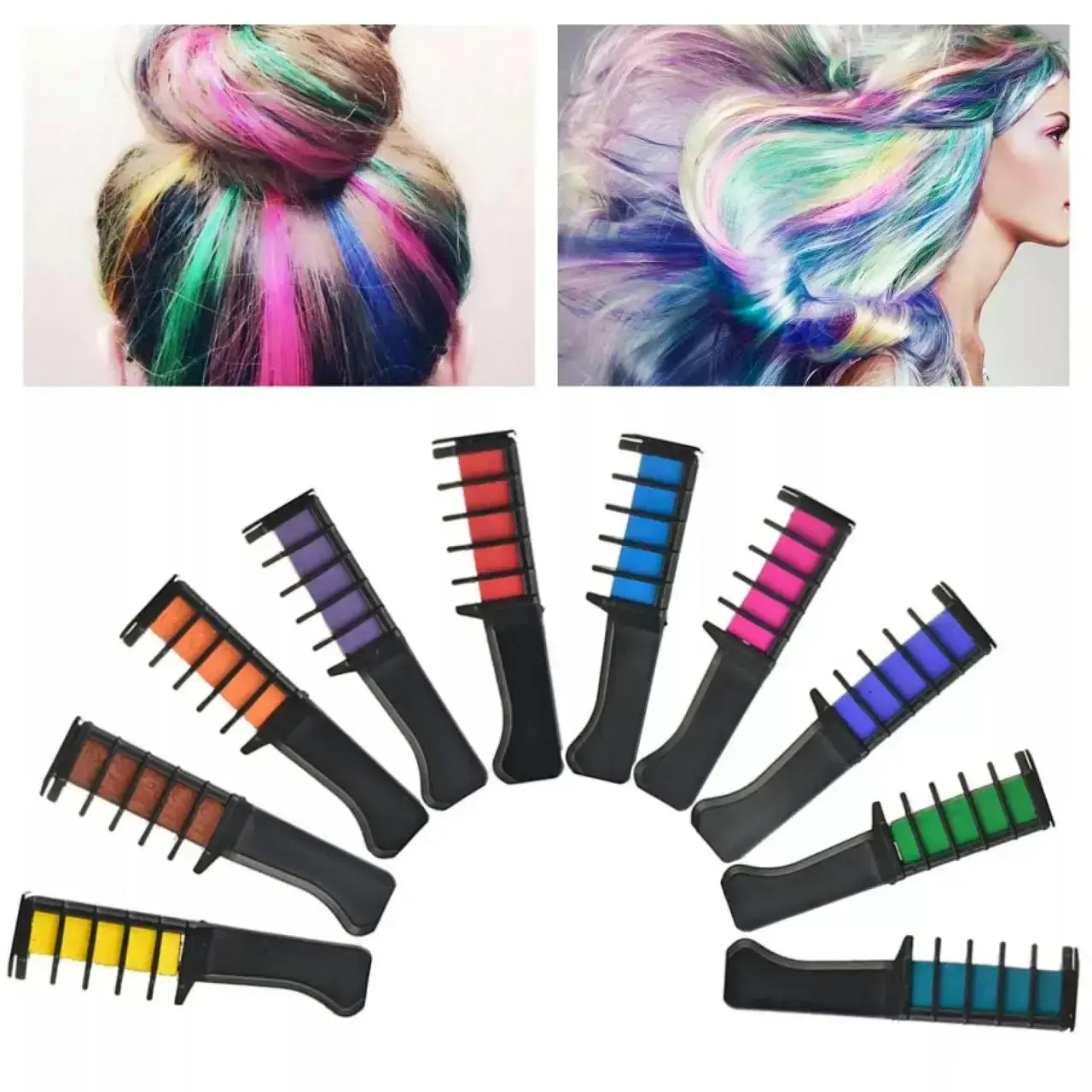Набор мела для волос 6  шт Hair chalk Разноцветные красители расческа для детей и взрослых