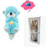 голубая Дыхающая плюшевая игрушка выдра со светом и звуком