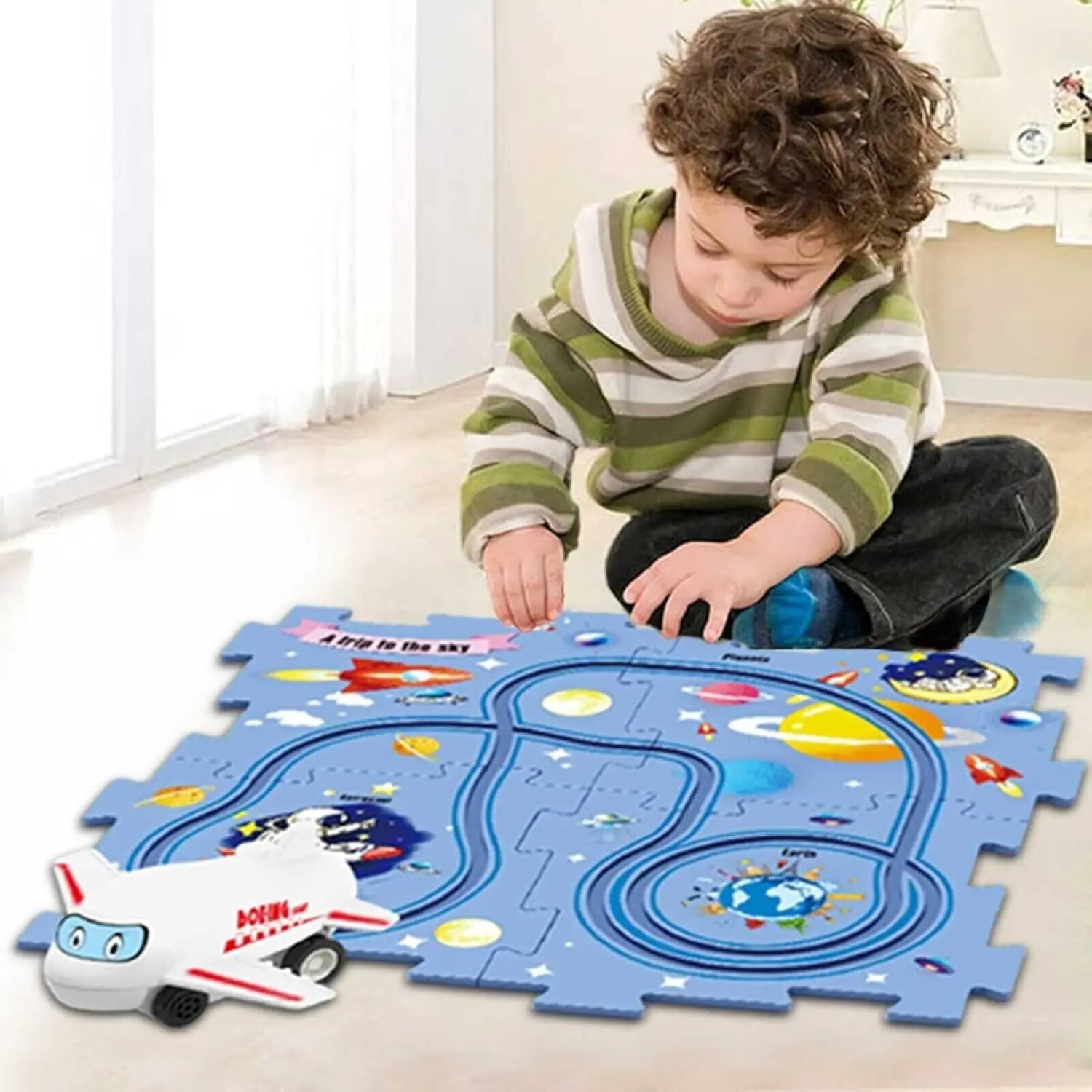 Пазл для детей "Railcar Puzzle" с игрушечным самолетом (5 деталей)