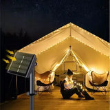 Гирлянда нить на солнечной батарее 500 LED 50 м черный провод желтый