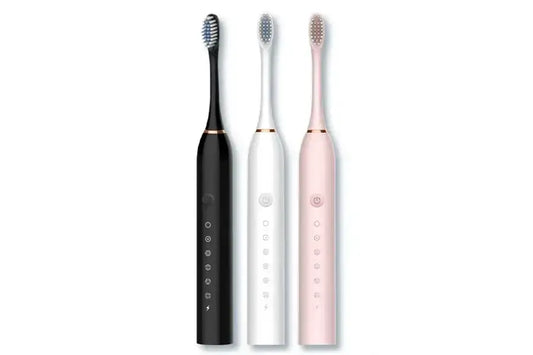 Розовая Электрическая зубная щетка Sonic Toothbrush Х-3 ультразвуковая аккумуляторная 4 сменные насадки в комплекте