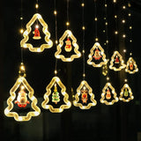 Гирлянда штора “Фигурки в ёлочке” 3м (ёлка, снеговик, дед мороз, олень, шапка)