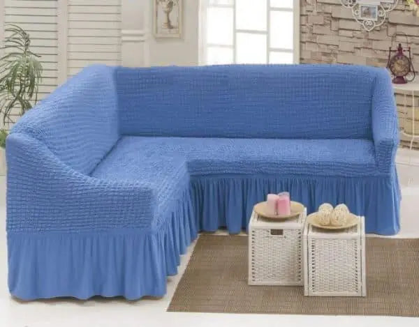 Чехол на угловой диван с оборкой, накидка на диван