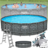 Каркасный круглый бассейн 549х132 см на 26 000 л с фильтр-насосом, лестницей, тентом Bestway 561KC