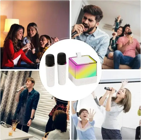 Портативная Bluetooth колонка K18 с LED подсветкой 2 микрофона белый