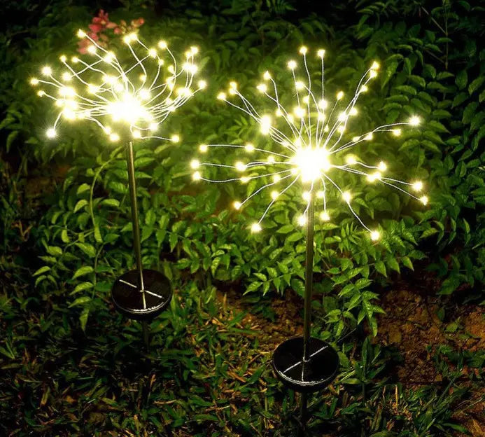 Фонарь садовый Фейерверк газонный на солнечной батарее, 60 led, 8 режимов (2 шт в комплекте)