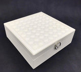 Шкатулка для украшений стеганая с большим откидывающимся зеркалом маленькая шкатулка внутри цвет слоновая кост