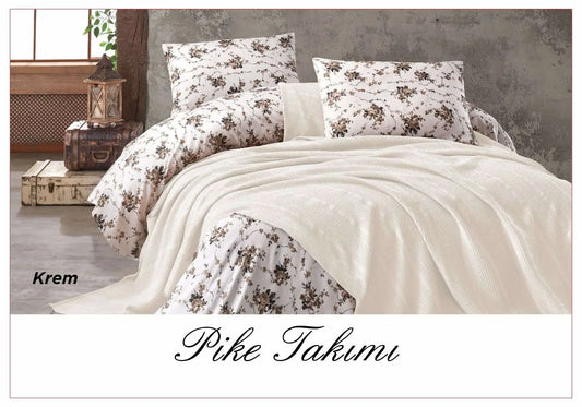 Постельное белье с вафельным покрывалом La Villa Mavi Серый