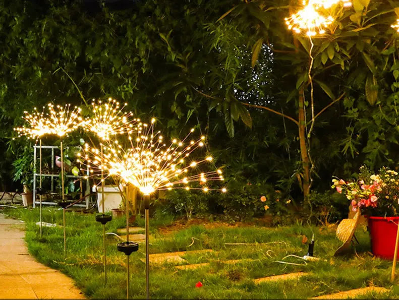 Фонарь садовый Фейерверк газонный на солнечной батарее, 90 led, 8 режимов (2 шт в комплекте)