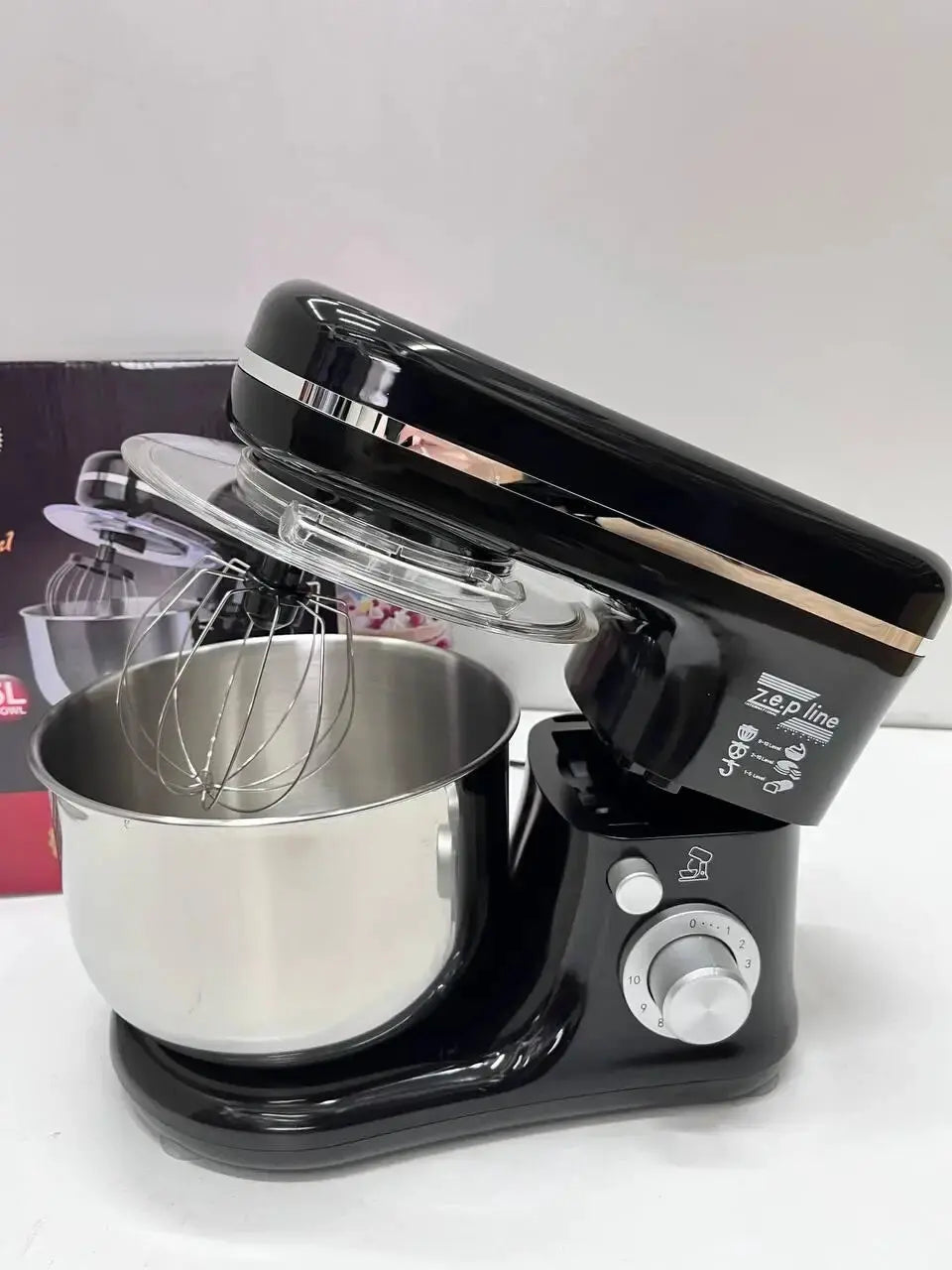 Тестомес Zepline ZP-9832 миксер с чашей 5л из нержавеющей стали 3500 Вт черный