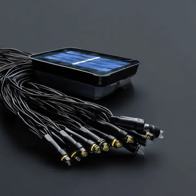 Гирлянда нить на солнечной батарее 1000 LED 100 м черный провод желтый