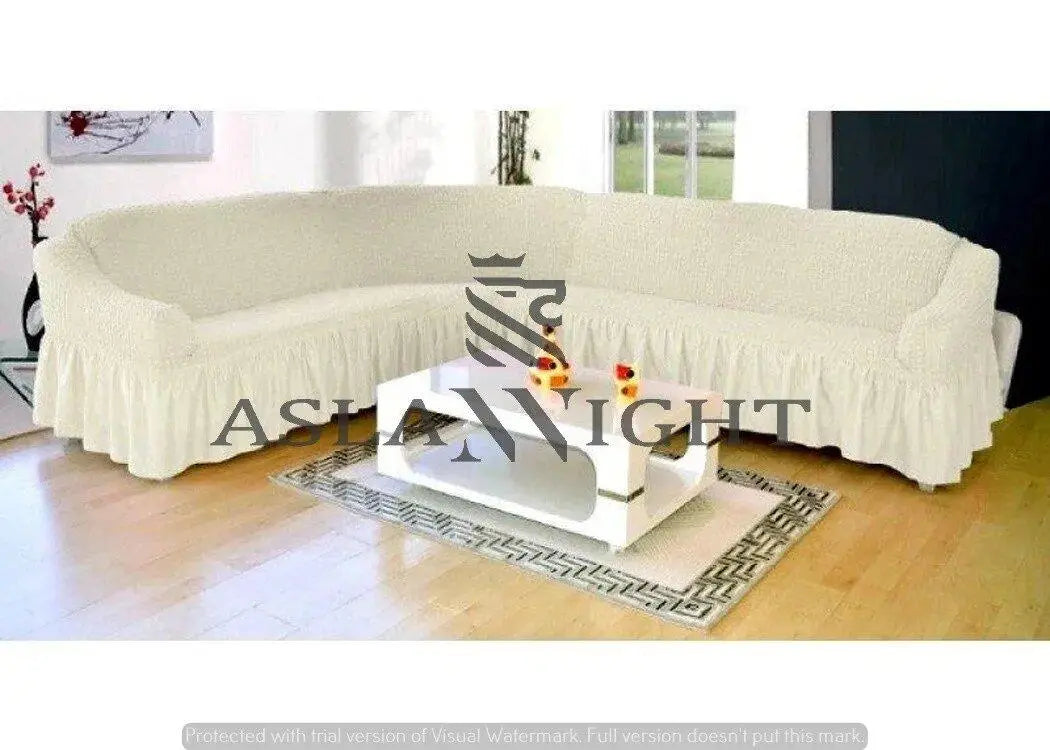 Чехол на угловой диван с оборкой, накидка на диван