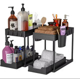 Органайзер двухуровневый с выдвижным ящиком для хранения и крючками