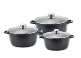 Кухонный набор кастрюль Benson BN-298 из литого алюминия и мармуровым антипригарным покрытием объемом 1.5/2.2/3.2 л.