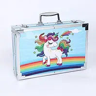 голубой Набор для рисования 145 предметов в алюминиевом чемоданчике