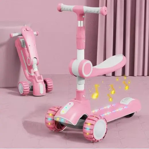 Детский трехколесный Складывающийся самокат 5-в-1 самокат с сиденьем