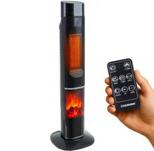 Колонный тепловентилятор Teesa 2000W с имитацией камина