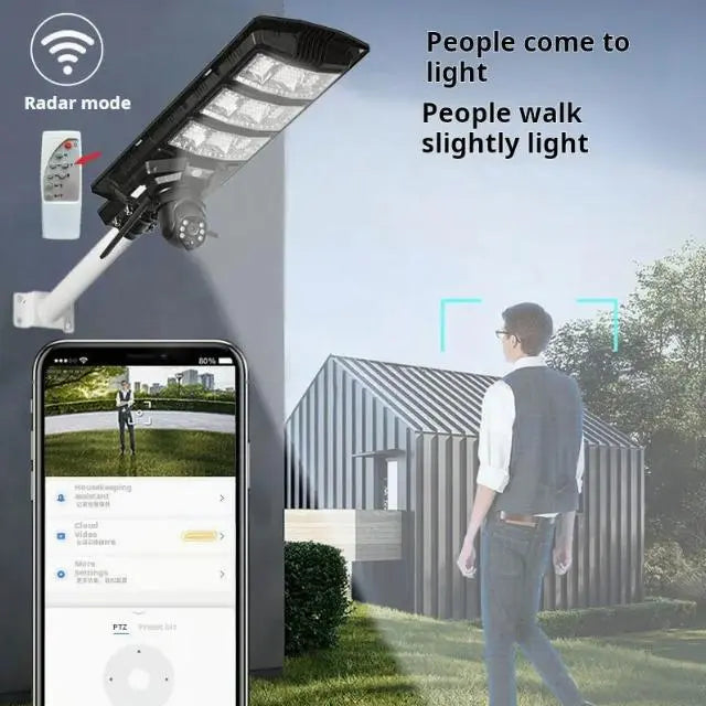 Камера-фонарь 4G уличный на солнечной батарее 300W с датчиком движения