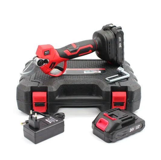 Аккумуляторный секатор (24V, 5AH), АКБ секатор электрические садовые ножницы красный