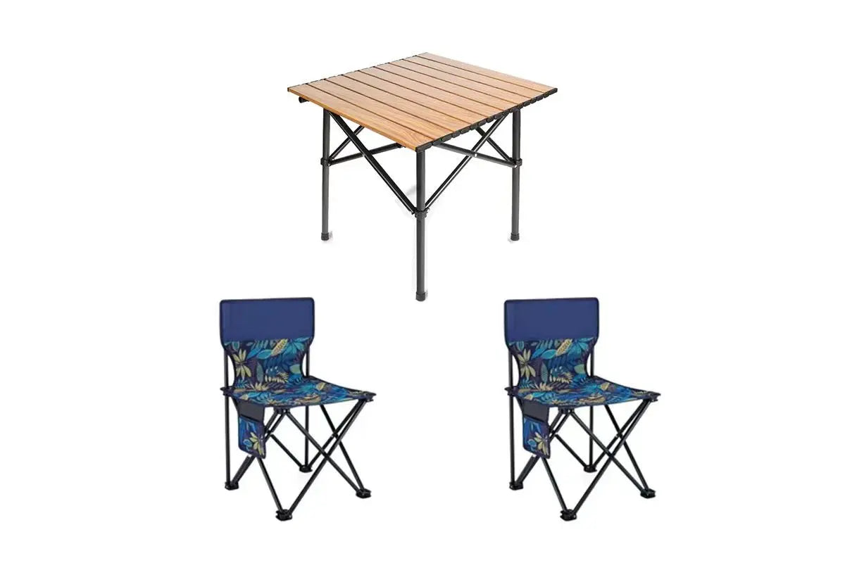 Стол + 2 стула STD-02 стол складной прямоугольный коричневый,(Д530*Ш550*В500мм), стулья металл+ткань (40*40*35), сумка