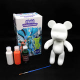Флюидный мишка DIY Creative Fluid Bear, 23см, с красками 3 шт / Набор раскраска для творчества медвежонок