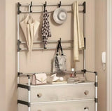 NEW Железная вешалка для одежды + подставка для обуви, 2 в одном, 4 полки  Бежевая