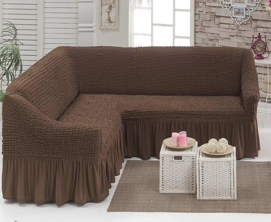 Чехол на угловой диван с оборкой, накидка на диван