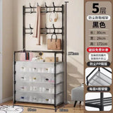 NEW Железная вешалка для одежды + подставка для обуви, 2 в одном, 4 полки  Бежевая