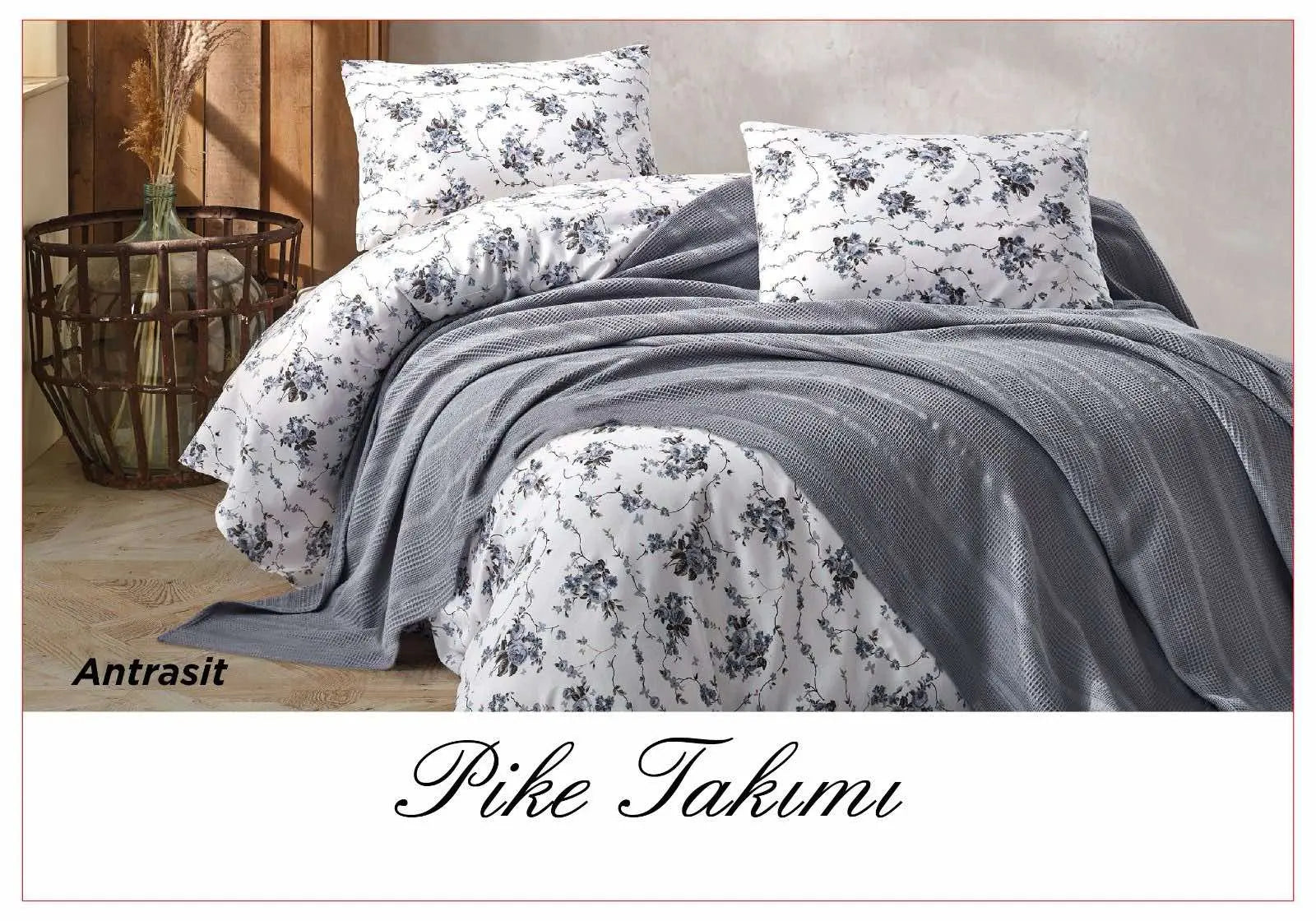 Постельное белье с вафельным покрывалом La Villa Mavi Голубой