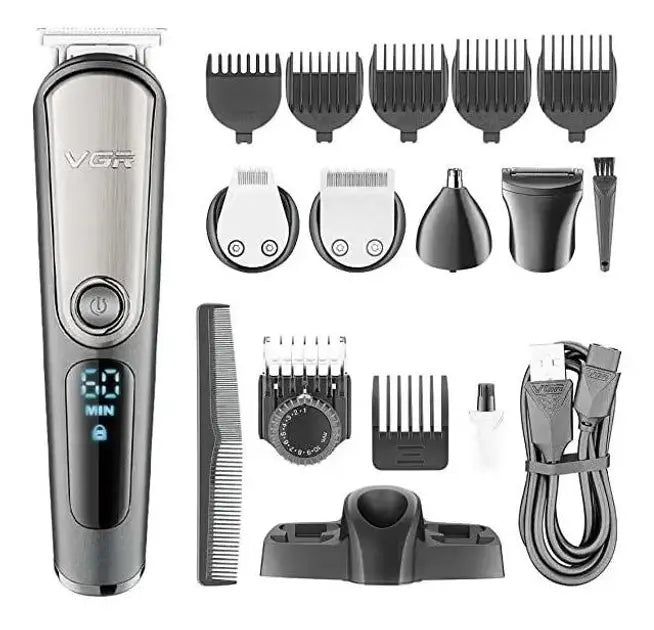 Машинка для стрижки волос VGR V-105 триммер для усов и бороды с насадками 5в1