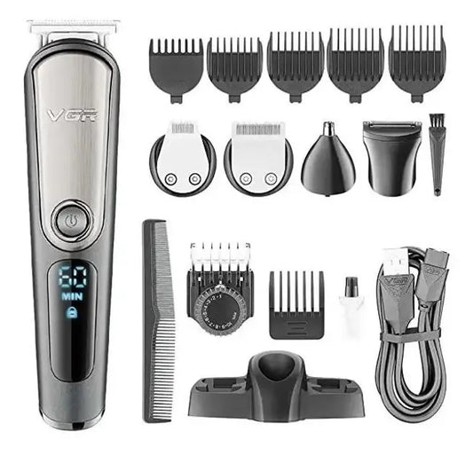 Машинка для стрижки волос VGR V-105 триммер для усов и бороды с насадками 5в1