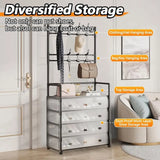 NEW Железная вешалка для одежды + подставка для обуви, 2 в одном, 4 полки  Бежевая