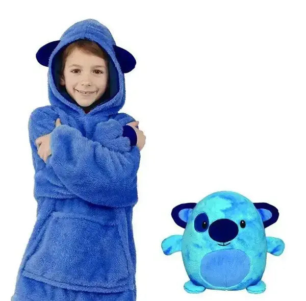 Голубой Детская игрушка-толстовка плед трансформер с капюшоном и рукавами 3 в 1 Huggle Pets Hoodie
