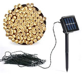 Гирлянда нить на солнечной батарее 500 LED 50 м черный провод желтый