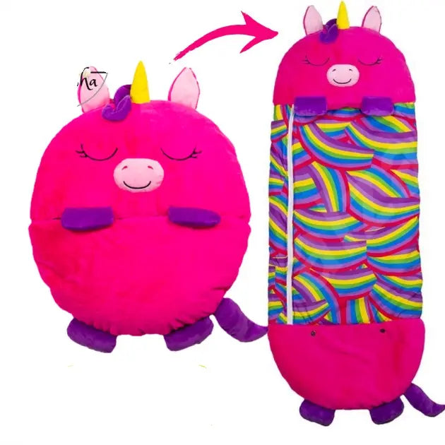 белый единорог Детский спальный мешок на молнии 3 в 1 игрушка подушка спальник и встроенная подушка