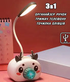Лампа настольная на гибкой ножке с органайзером для ручек и подставкой телефона Quite Light Deer с точилкой карандашей, питание от USB