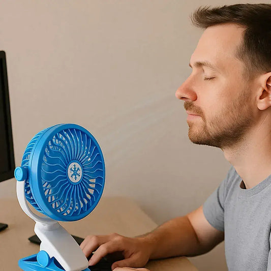 Аккумуляторный мини-вентилятор с прищепкой, USB, LY-582 / Настольный вентилятор / Вентилятор на стол