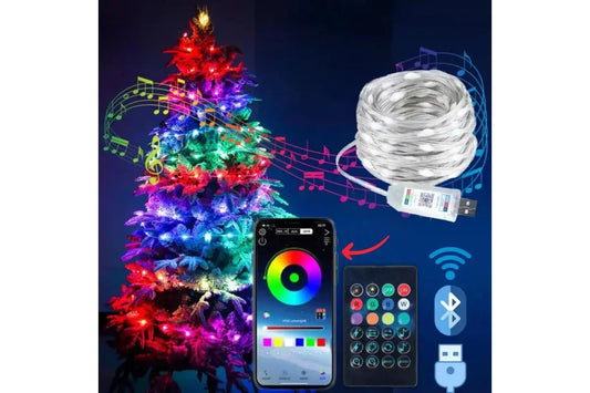 Светодиодная умная гирлянда Smart LED 20м IP65 с Bluetooth для елки от USB 20м