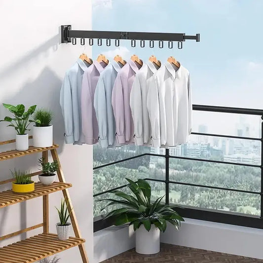 Настенная раскладная вешалка сушилка для одежды из алюминиевого сплава для балкона, 2 секции SKLM-1 ((66+23)*10*6.5)