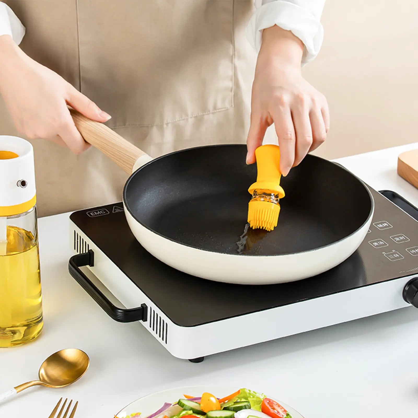 Стеклянный дозатор оливкового масла с щеткой 630мл  2 в 1, силиконовая капельница для измерения бутылки для приготовления пищи и щетка для ...