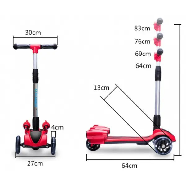 Детский турбо - самокат с дымом и музыкой GLANBER