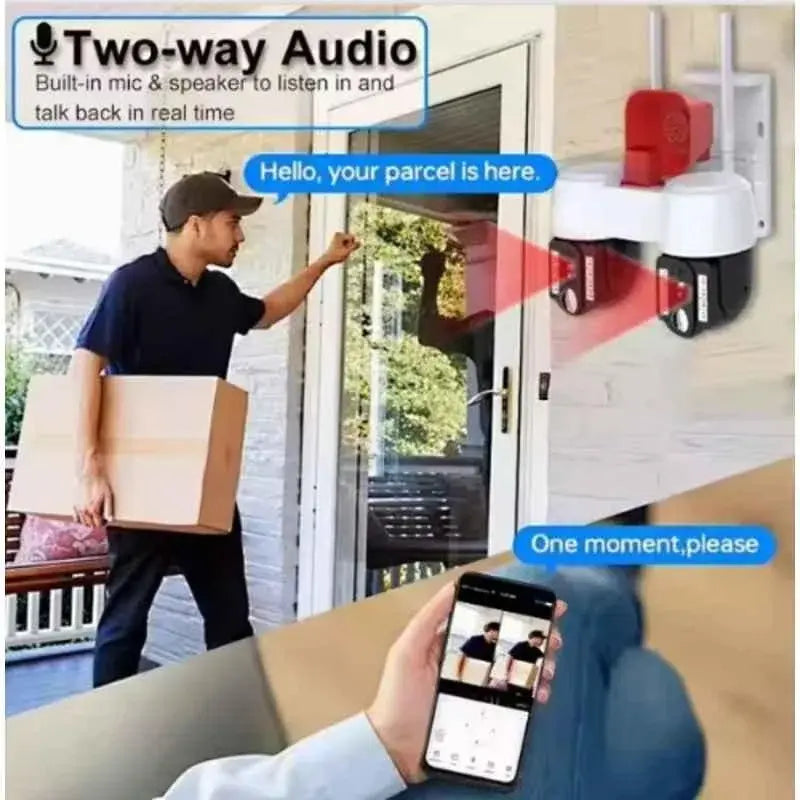 Высокопроизводительная камера видеонаблюдения с двумя направлениями движения, WIFI, горизонтальное вращение на 360° и вертикальное на 90°, ...