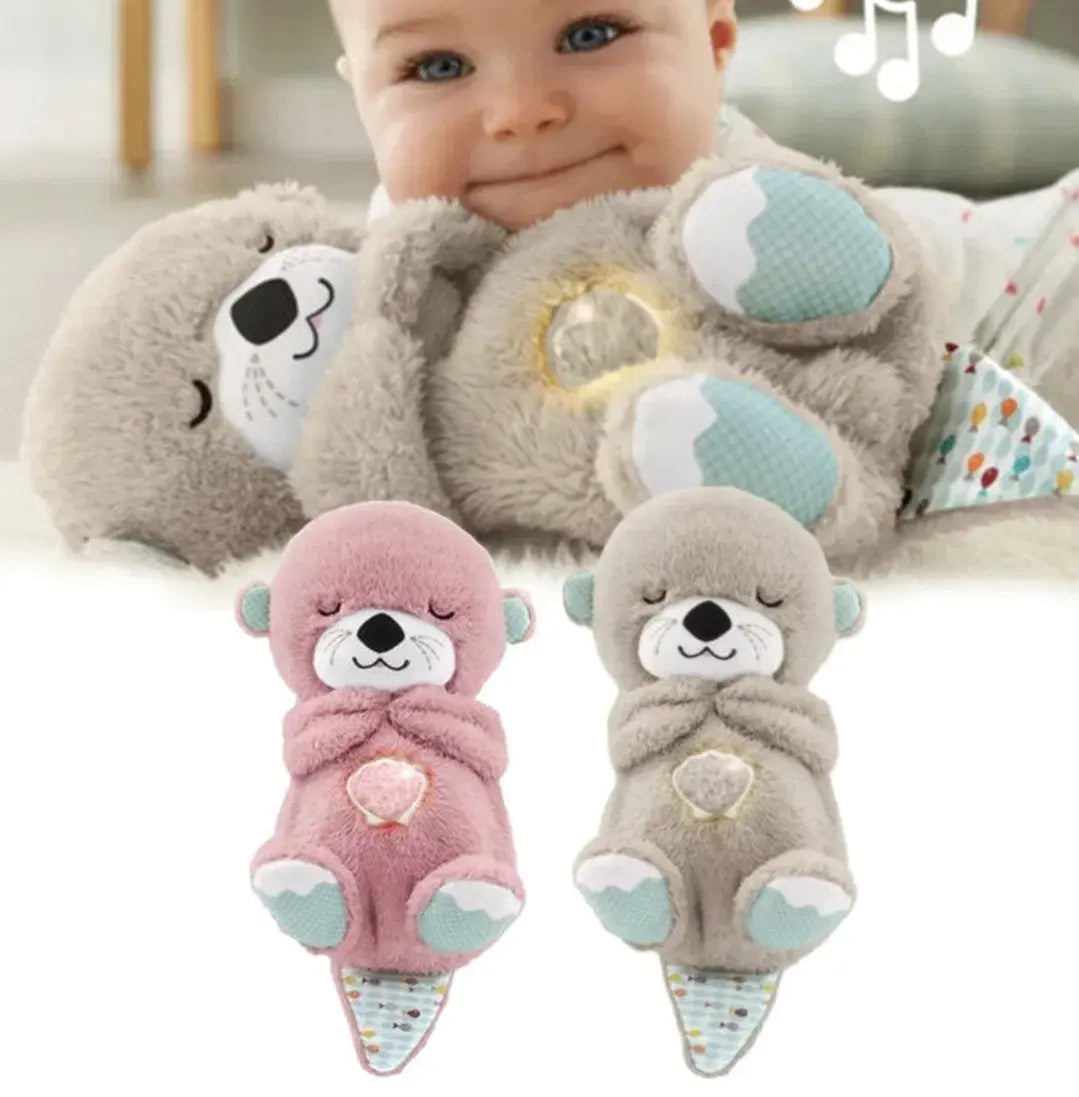 голубая Дыхающая плюшевая игрушка выдра со светом и звуком